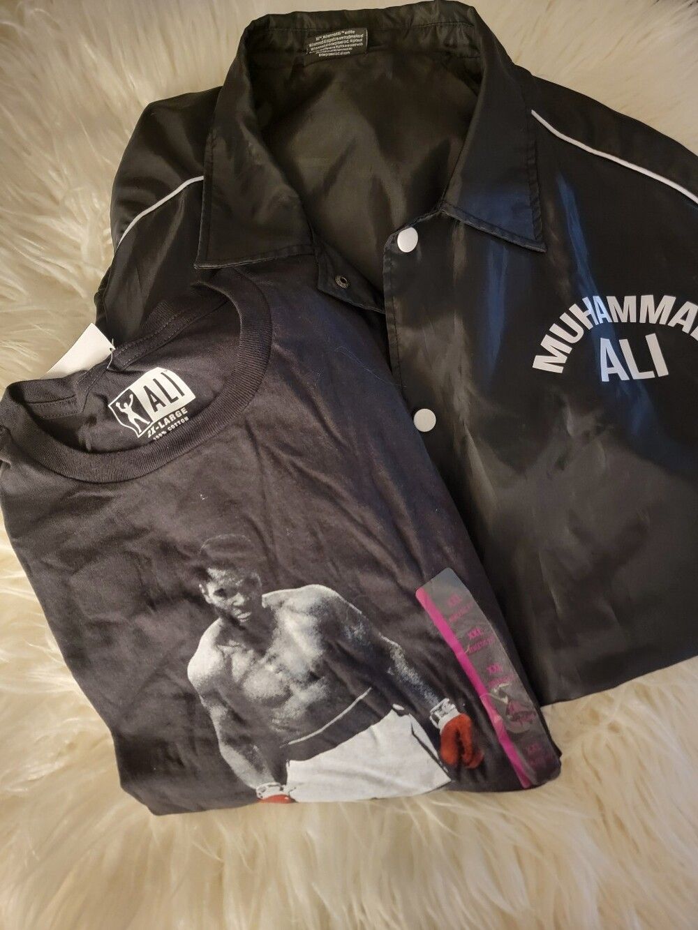 🆕️🥊Muhammed Ali Black Jacket And T-shirt Bundle, XL/XXL